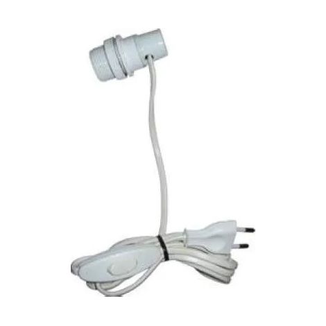 Adaptateur pour ampoule 27 type bouteille, avec interrupteur et fiche 2x0.75 à 1.5m, blanc