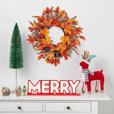 Couronne de Porte d'automne - Couronne d'automne 45 cm - Décoration avec (1/4)