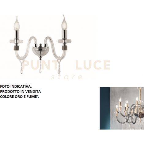 APPLIQUE DIDO 2 LUCI FUME' E ORO ATTACCO E14 L.35CM