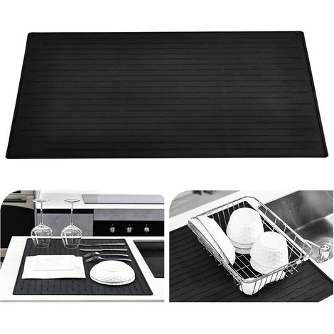 Abtropfmatte Silikon Rutschfest Hitzebeständig 71.3 x51.3cm Schwarz (1/5)