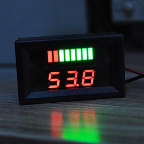 Jauge de capacité de batterie DC 12V-60V, voltmètre de surveillance pour batterie lithium, indicateur de niveau de charge, tensiomètre de précision, compteur de batterie universel. (1/5)