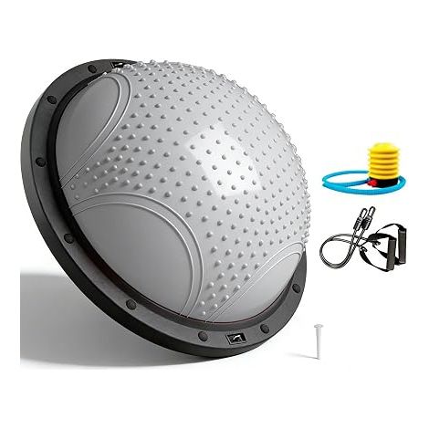 Balance Ball, Half Ball Yoga Ball with Resistance Band and Foot Pump, Pilates, Fitness, Home Workout, Gym Office. (1/5)