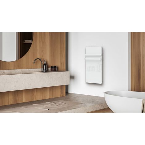 Carrera – Sèche-serviette électrique 1000W – Verre LCD blanc – Programmation hebdomadaire – Thermostat précis 0.1°C – IP24 pour salle de bain — vue 2