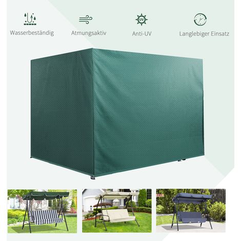 Housse de protection pour balancelle 3 places, imperméable, résistante aux intempéries hivernales, coupe-vent et anti-UV, dimensions 215x155x150 cm, couleur verte. (1/4)