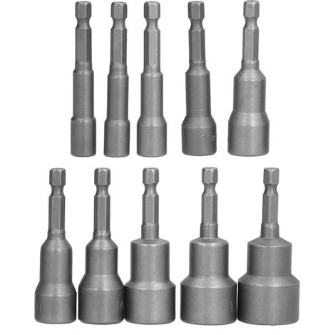 10Pcs Nut Driver Drill Bit Set High Hardness Impact Resistance Wearproof Strong Magnetism Nut Setter Power Drill Bit