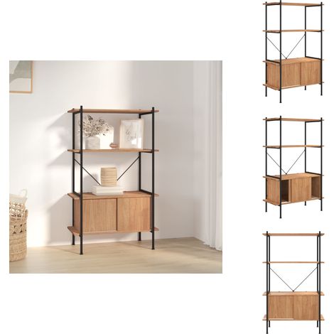 Regal mit 4 Böden und Schrank 80x40x130 cm Stahl Holzwerkstoff - Bücherregal - Regal Mit Schubladen - Stehregal - Raumteiler - Schreibtischorganisation