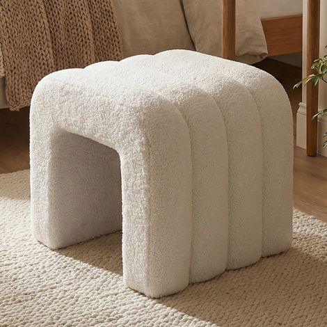 Relaxdays, Sitzhocker Bubble Bogen, gepolstert, aus Schaumstoff, als Fußhocker, HxBxT: 40 x 40 x 40 cm, Weiß