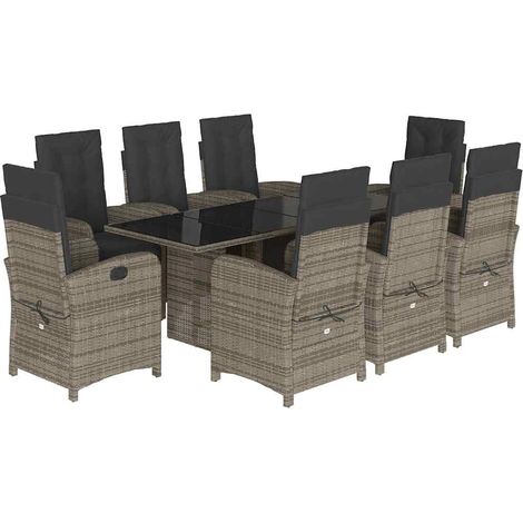 Maison Exclusive - Set comedor jardín 9 pzas y cojines ratán sint (1/5)