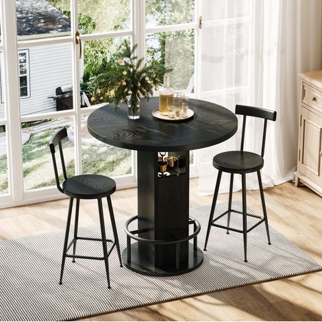Tavolo pranzo rotondo con contenitore 80 cm nero OKMYHOME