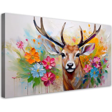 Tableau déco Fleurs de cerf Abstraction animale 100x50 (1/5)