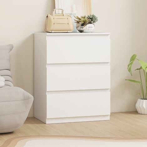Cómoda 3 cajones de madera blanca para dormitorio OKMYHOME (1/5)