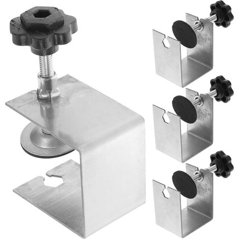 SHINEOFI Lot de 4 pinces fixation pour façades tiroirs en acier (1/5)