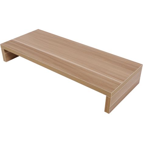 Support d'écran en bois pour moniteur PC LED LCD, organiseur de bureau avec étagère, support surélevé en bois naturel (1/5)