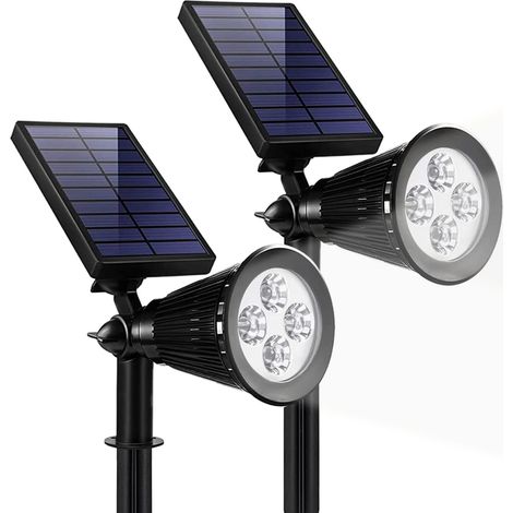 Éclairage solaire extérieur LED pour jardin, éclairage paysager, projecteurs à fixer au sol ou au mur, étanche IP67, idéal pour jardin, pelouse, cour ou parc.-AquaForge (1/5)