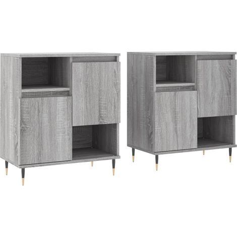 Credenza buffet cassettiera mobile contenitore organizer cucina soggiorno soggiorni set da 2 sonoma pannelli in MDF grigio 020036973