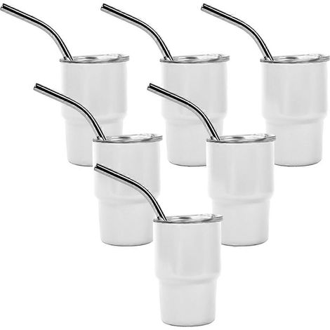 6er-Set Mini-Schnapsgläser (3 oz) mit Strohhalm und Deckel, für Getränke, Kaffee usw.