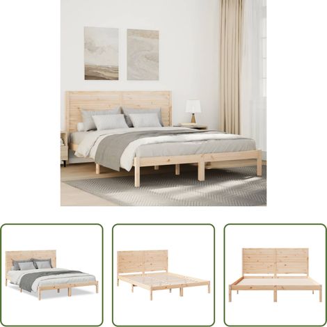 vidaXL Sommier à lattes -  Cadre de lit extra long sans matelas 160x220 cm bois massif (1/5)