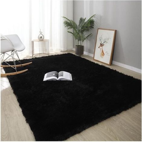 Cellfast – Tapis shaggy noir 160x200cm – Extra doux et confortable – Antidérapant – Lavable – Pour salon et chambre – Design moderne (1/4)