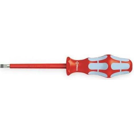 Tournevis isolé pour vis à fente, acier inoxydable, 0.8 x 4.0 x 100 mm, Rouge/Ice bleu
