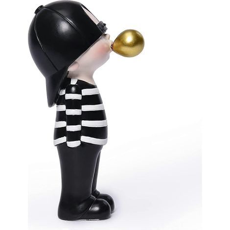 Statuette Bubble Boy Décoration Intérieure, Mini Statuettes et Sculptures Noires et Blanches, Figurines Modernes et Mignonnes pour Chambre d'Enfant (C-Boy Noir) (1/5)