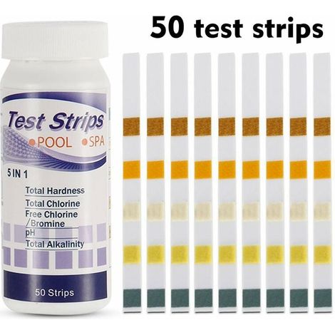 Bandes De Test Pour Eau De Piscine Et Spa - 5 En 1 Chlorure Libre PH Alcalinité Dureté De L Eau - 50 Pièces (1/5)