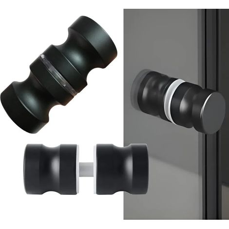 Manilla para puerta de ducha - Acero inoxidable - Paquete de 2 - Negro - 30 x 62 mm (1/3)