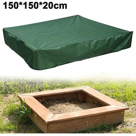 Housse Pour Bac À Sable - Housse Protectrice Carrée En Tissu Oxford Imperméable - Avec Cordon De Serrage - 150x150x20 cm (1/5)