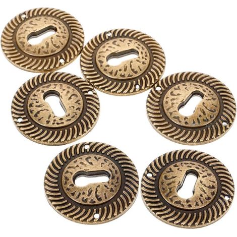 Ensemble de 6 cache-serrures vintage en alliage de zinc — Idéal pour la décoration de meubles, la protection des armoires, commodes et autres meubles anciens — Installation facile — Style rustique (1/5)