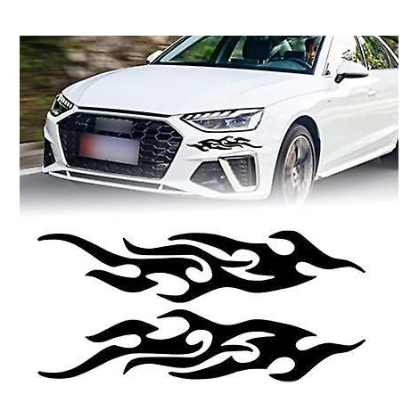 2 Morceaux D'autocollants Rflchissants De Flamme De 40 Cm (noir) Autocollants De Bande De Sport De Course De Flamme De Voiture Autocollants Imperm (1/5)