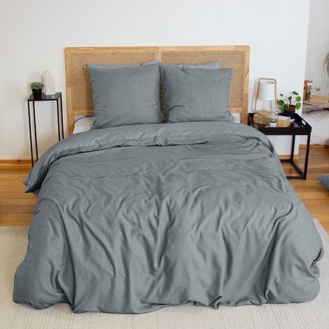 Parure de lit flanelle douce et confort Gris Foncé 260x240 cm