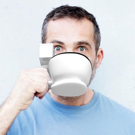 TAZA DE BAÑO REGALO DIVERTIDO PARA UN CHICO TAZAS DE CAFÉ CERÁMICA BLANCA BLANCA (1/4)