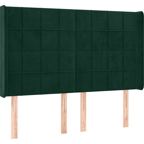 Testiera Testata del letto ad Orecchio Verde Scuro 147x23x118/128cm in Velluto (1/4)