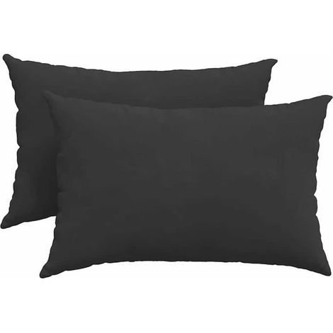 cuscini per divano, tessuto nero liscio, 60 x 40 x 20 cm, fodera sfoderabile con cerniera, imbottitura in poliestere, arredamento moderno. (1/5)