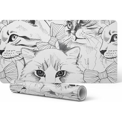 Alfombrilla protectora de escritorio con dise帽o de gatos con lazos, 120x60 cm.