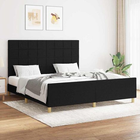Cadre de lit sans matelas noir 160x200 cm tissu (1/5)
