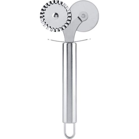 Taglia-impasto e taglia-pizza, utensile da cucina in acciaio inox con doppie rotelle per l'impasto della pizza (1/5)