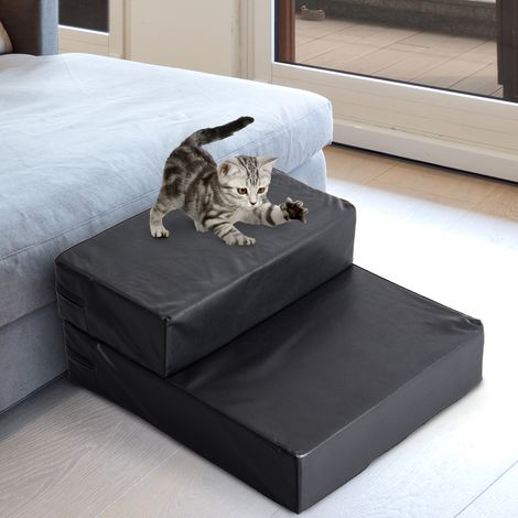 Escalier pliant pour chien et chat, aide d'accès 2 marches 20 cm noir, pour lit canapé voiture, petit chien (1/5)