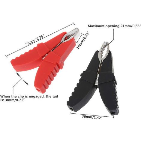 Lot de 2 pinces crocodiles isolées de type papillon, rouges et noires, pour test C (1/4)