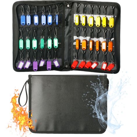 Organisateur de Trousse de Clés à Fermeture Éclair Classeur de Clés Imperméable et Ignifuge avec 36 Crochets et Étiquettes Livre de Rangement de Clés Portable pour Bureaux Agences Hôtels (1/5)
