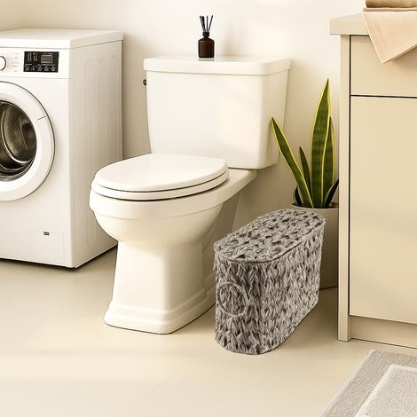 Wicker Toilet Roll Storage Container Toilet Paper Basket for Bathroom Storage for 6 Mage Rolls Free Standing Magazine Basket, Decorative Newspaper Holder (1/5)