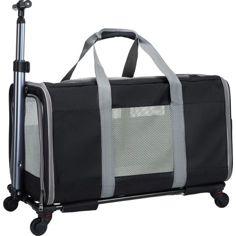 Transportín para mascotas, ruedas extraíbles, diseño plegable, color negro. (1/2)