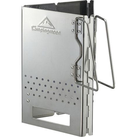 Foyer en acier inoxydable pour bois et charbon BBQ Support pliable Grille de cuisson pour camping randonnée alpinisme (1/5)
