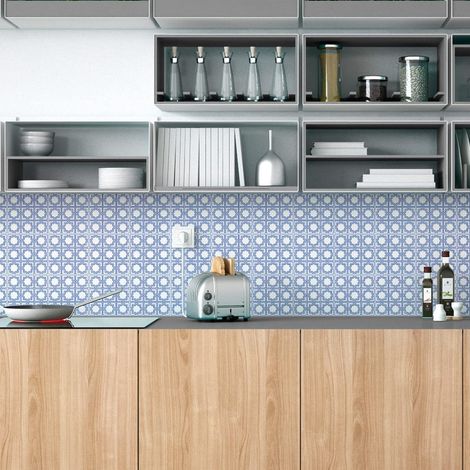 Sticker Mural Carrelage adhésif Cuisine Salle de Bain - 9 Stickers Carreaux DE Ciment Oriental ESNA - 9stickers10x10cm (1/5)