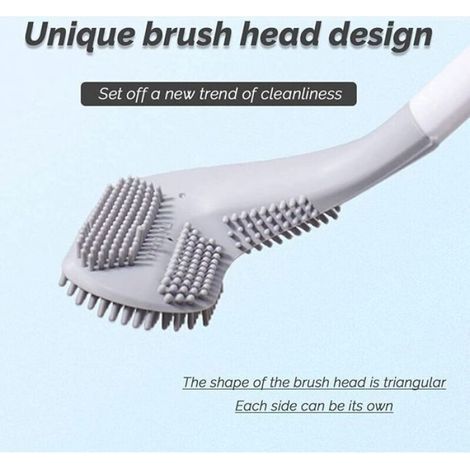 Brosse WC - Tete Triangulaire - Manche Long - Poils En Silicone - Installation Sans Clous - Vert (1/4)