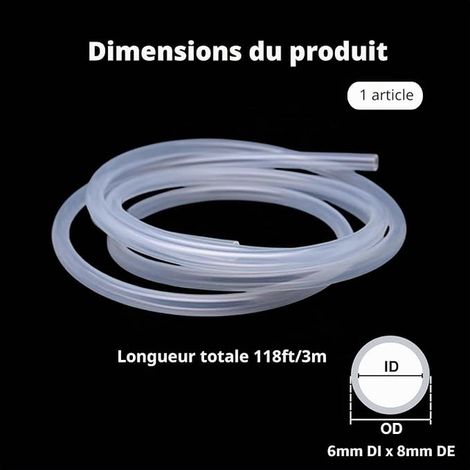Silicone Hose 6mm ID x 8mm OD 3m Flexible for Water Air and Technical Applications Suitable for Home Use Workshops and Appliances (1/2)