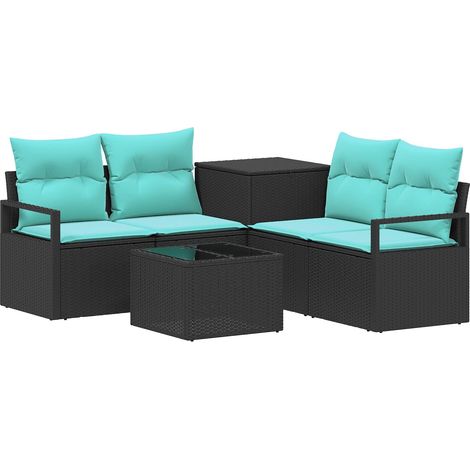Sofa Set 6 stk. Schwarz und Blau 55 x 55 x 37 cm vidaXL (1/5)