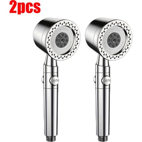 (Argent, lot de 2) Pommeau de douche 5 jets, économie d'eau, ABS, douchette spa portable à grand débit, filtre pour salle de bain, ensemble de buses pour robinet de douche (1/5)