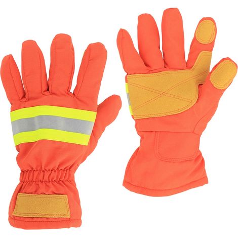 Lot de 2 gants de pompiers ignifugés, résistants à la chaleur, imperméables, respirants et antistatiques pour la protection des mains des pompiers. (1/5)