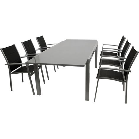 Garnitur MARINA 7-teilig, Aluminium + Kunstgewebe schwarz (1/5)