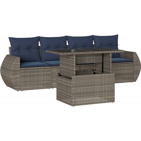 Maison Exclusive - Set Divani da Giardino 5 pz con Cuscini Grigio in Polyrattan